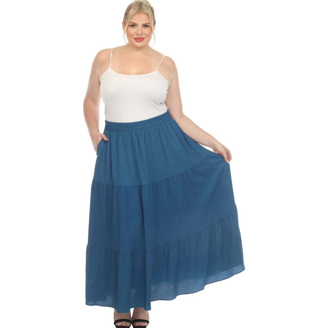 Pleated Tiered Maxi Skirt - Plus