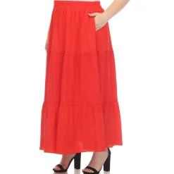 Pleated Tiered Maxi Skirt - Plus