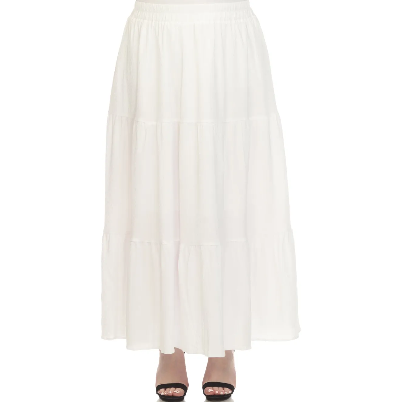Pleated Tiered Maxi Skirt - Plus
