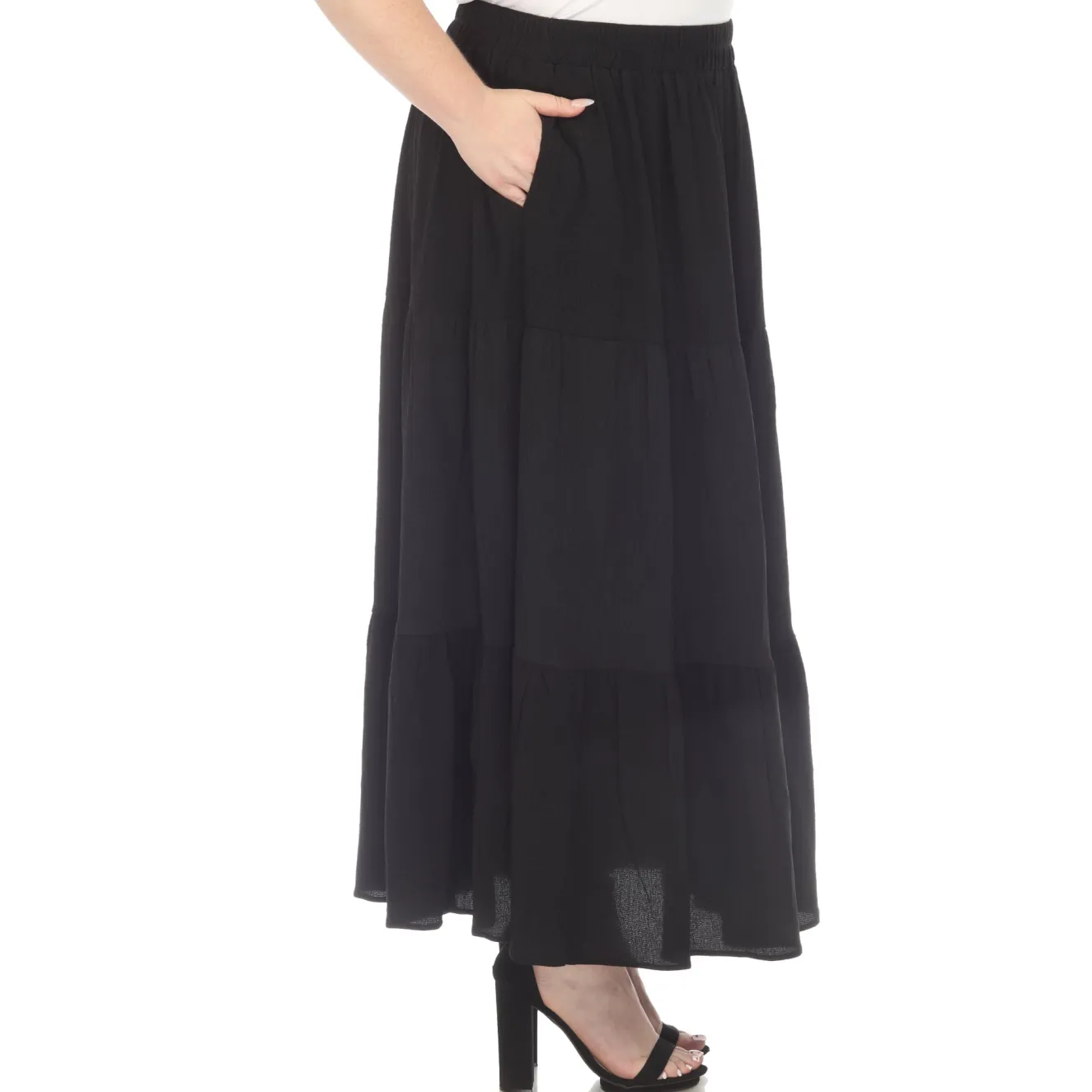 Pleated Tiered Maxi Skirt - Plus
