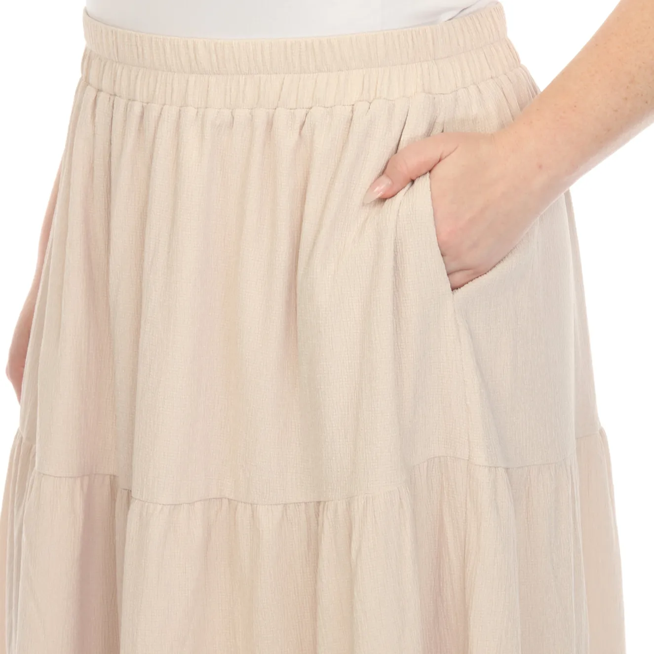 Pleated Tiered Maxi Skirt - Plus