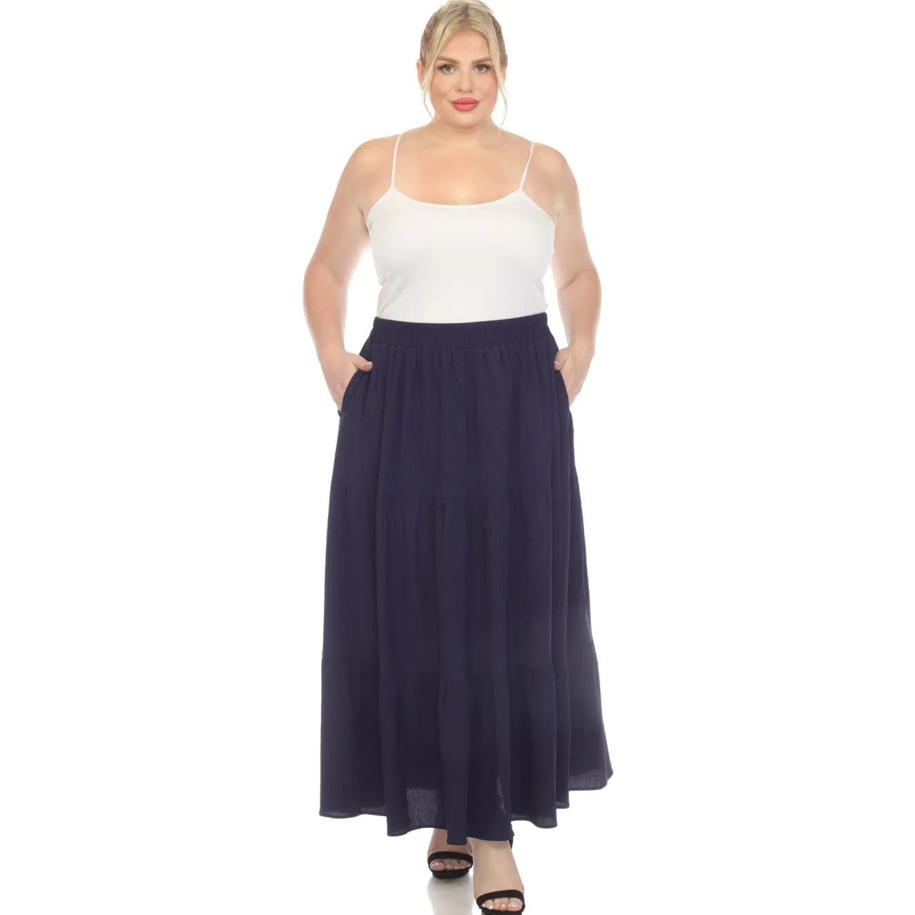 Pleated Tiered Maxi Skirt - Plus