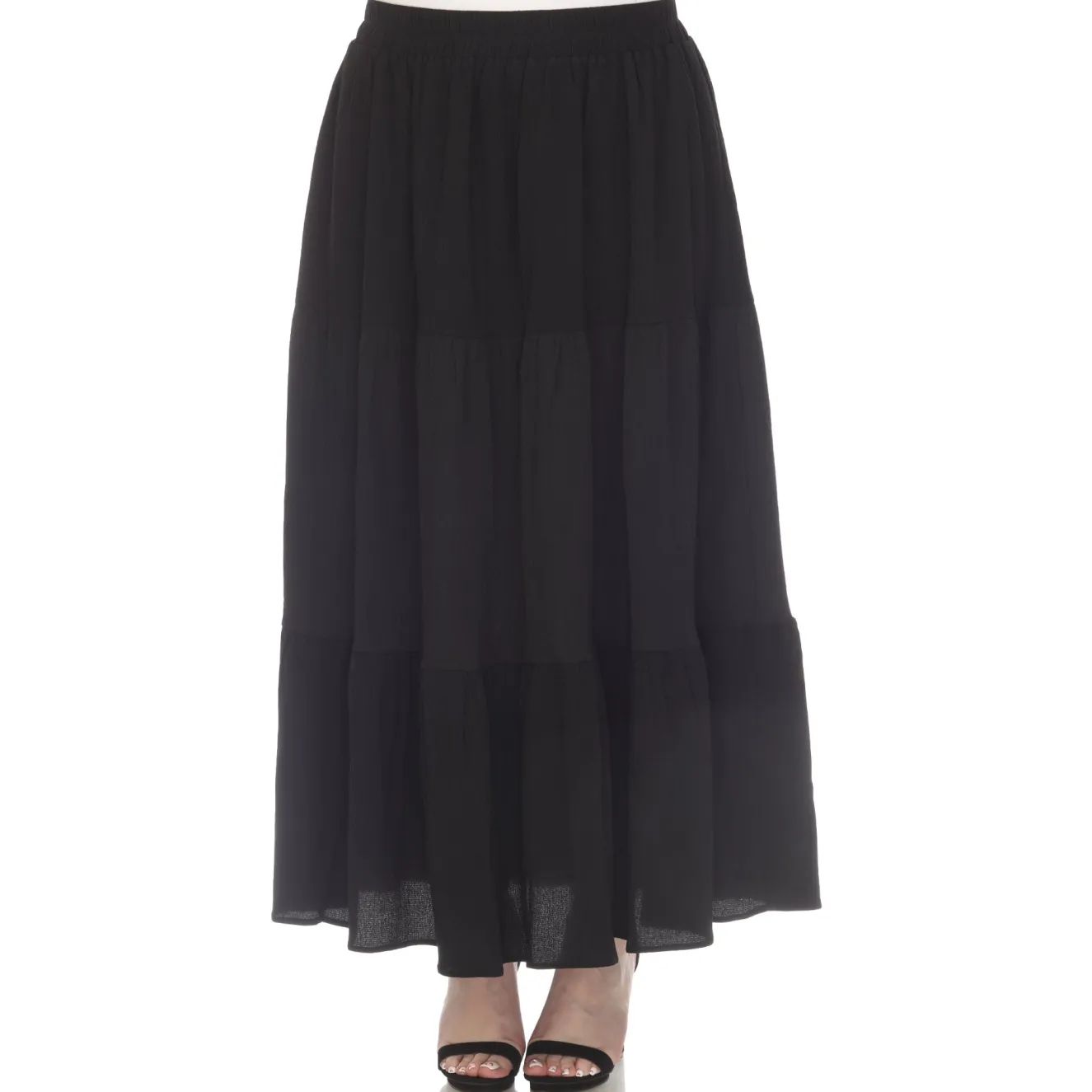 Pleated Tiered Maxi Skirt - Plus