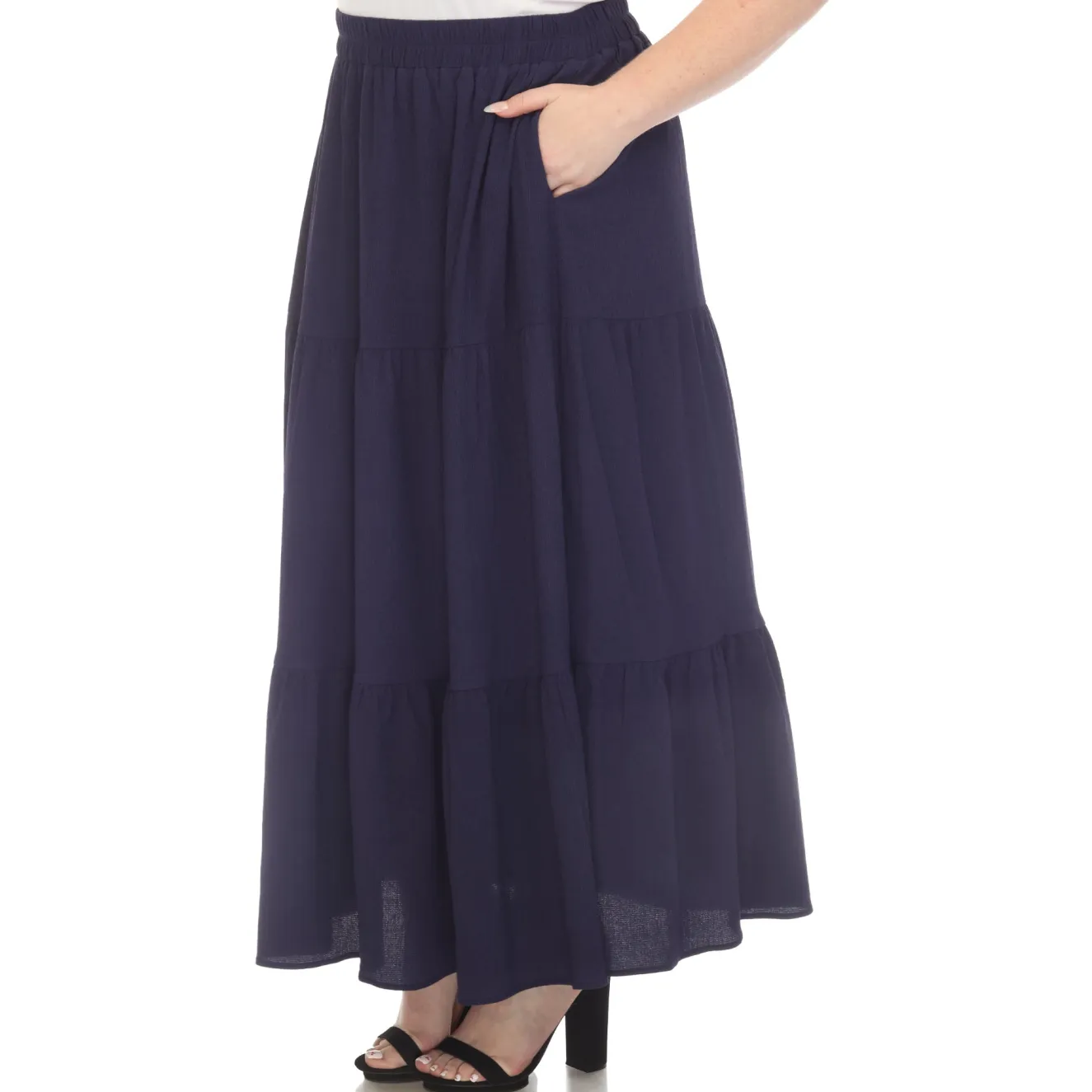 Pleated Tiered Maxi Skirt - Plus