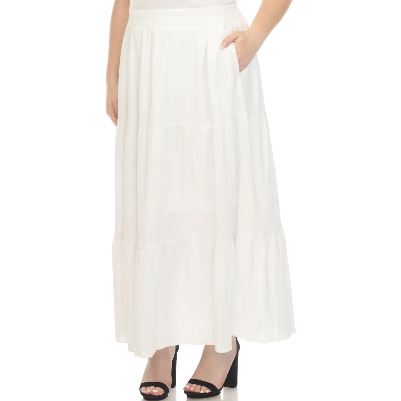 Pleated Tiered Maxi Skirt - Plus