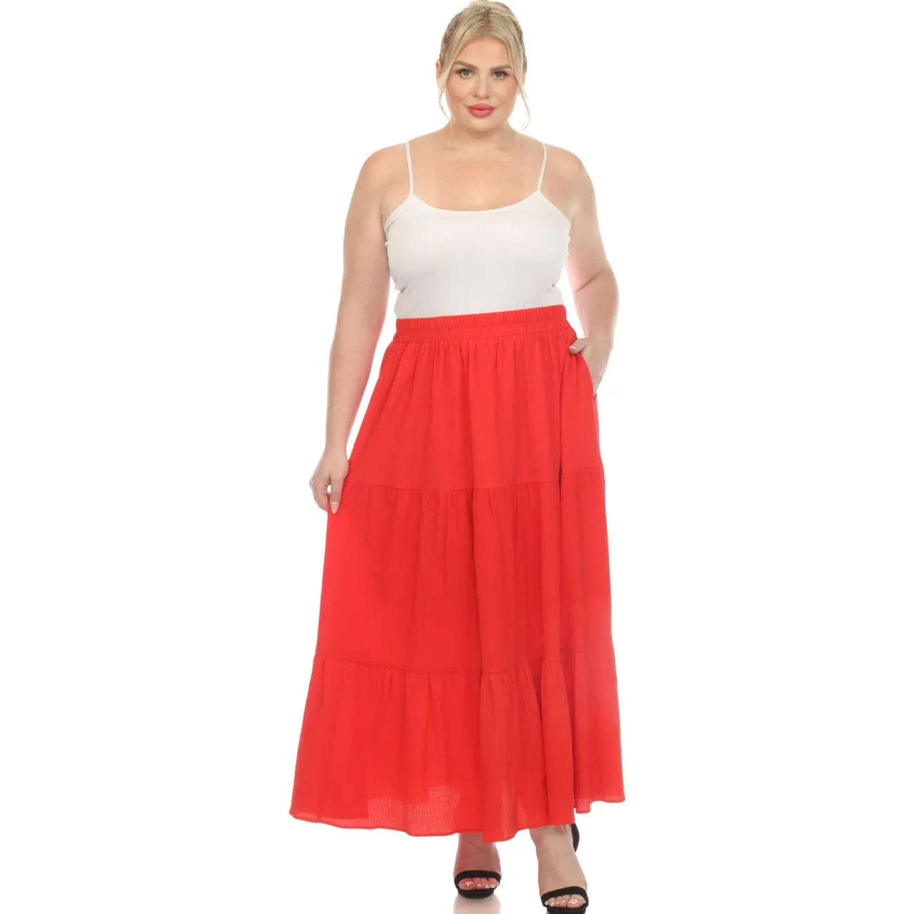 Pleated Tiered Maxi Skirt - Plus