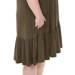 Plus Size Button Front Tiered Swing Dress