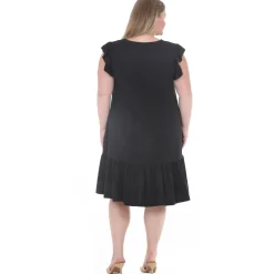 Plus Size Button Front Tiered Swing Dress