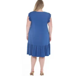 Plus Size Button Front Tiered Swing Dress
