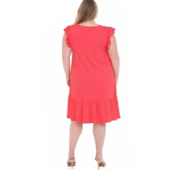 Plus Size Button Front Tiered Swing Dress