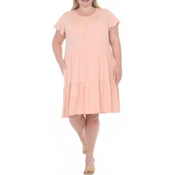 Plus Size Flutter Sleeve Ruffle Tiered Dress