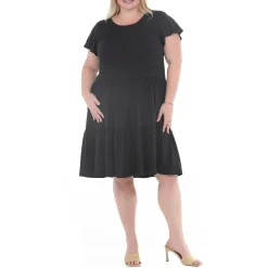 Plus Size Flutter Sleeve Ruffle Tiered Dress