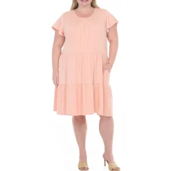 Plus Size Flutter Sleeve Ruffle Tiered Dress