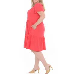 Plus Size Flutter Sleeve Ruffle Tiered Dress