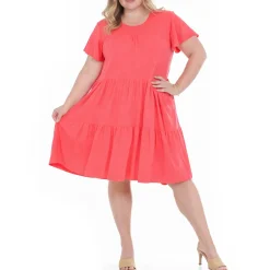 Plus Size Flutter Sleeve Ruffle Tiered Dress