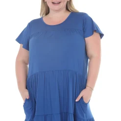 Plus Size Flutter Sleeve Ruffle Tiered Dress