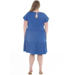 Plus Size Flutter Sleeve Ruffle Tiered Dress