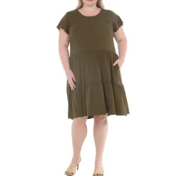 Plus Size Flutter Sleeve Ruffle Tiered Dress