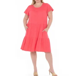 Plus Size Flutter Sleeve Ruffle Tiered Dress