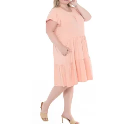 Plus Size Flutter Sleeve Ruffle Tiered Dress
