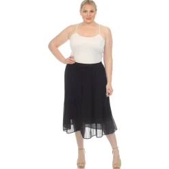 Plus Size Pleated Chiffon Midi Skirt