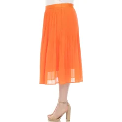 Plus Size Pleated Chiffon Midi Skirt