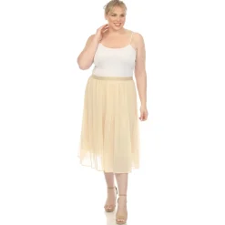 Plus Size Pleated Chiffon Midi Skirt