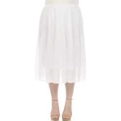 Plus Size Pleated Chiffon Midi Skirt