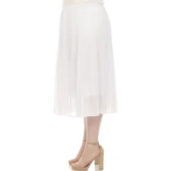 Plus Size Pleated Chiffon Midi Skirt