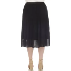Plus Size Pleated Chiffon Midi Skirt