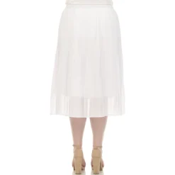Plus Size Pleated Chiffon Midi Skirt