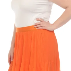 Plus Size Pleated Chiffon Midi Skirt