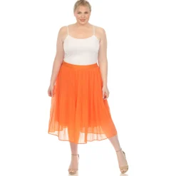 Plus Size Pleated Chiffon Midi Skirt