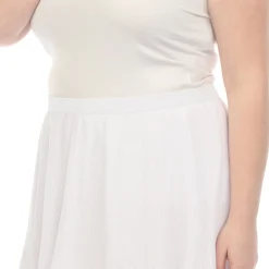 Plus Size Pleated Chiffon Midi Skirt
