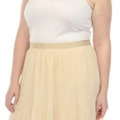 Plus Size Pleated Chiffon Midi Skirt