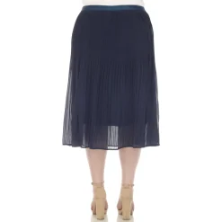 Plus Size Pleated Chiffon Midi Skirt