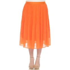 Plus Size Pleated Chiffon Midi Skirt