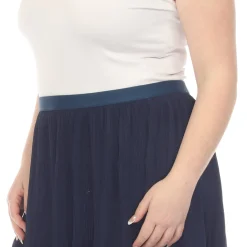 Plus Size Pleated Chiffon Midi Skirt