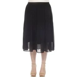 Plus Size Pleated Chiffon Midi Skirt