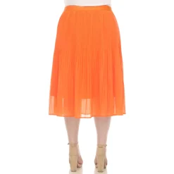Plus Size Pleated Chiffon Midi Skirt