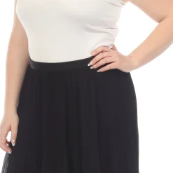 Plus Size Pleated Chiffon Midi Skirt