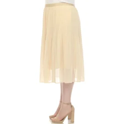 Plus Size Pleated Chiffon Midi Skirt