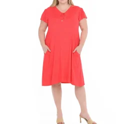 Plus Size V-Neck Tie Front Flutter Sleeve Shift Dres