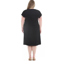 Plus Size V-Neck Tie Front Flutter Sleeve Shift Dres