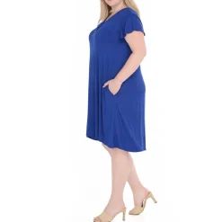 Plus Size V-Neck Tie Front Flutter Sleeve Shift Dres