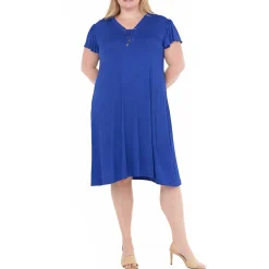 Plus Size V-Neck Tie Front Flutter Sleeve Shift Dres