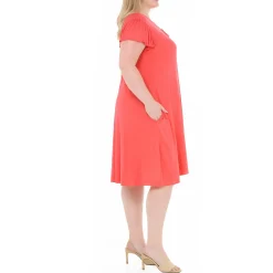 Plus Size V-Neck Tie Front Flutter Sleeve Shift Dres