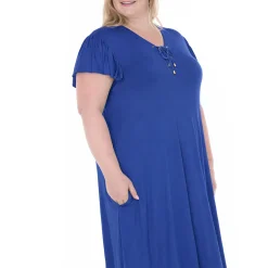Plus Size V-Neck Tie Front Flutter Sleeve Shift Dres