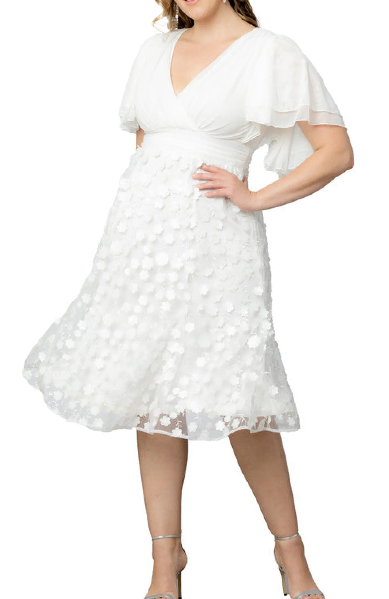 Pretty Petals Mesh Cocktail Dress - Plus
