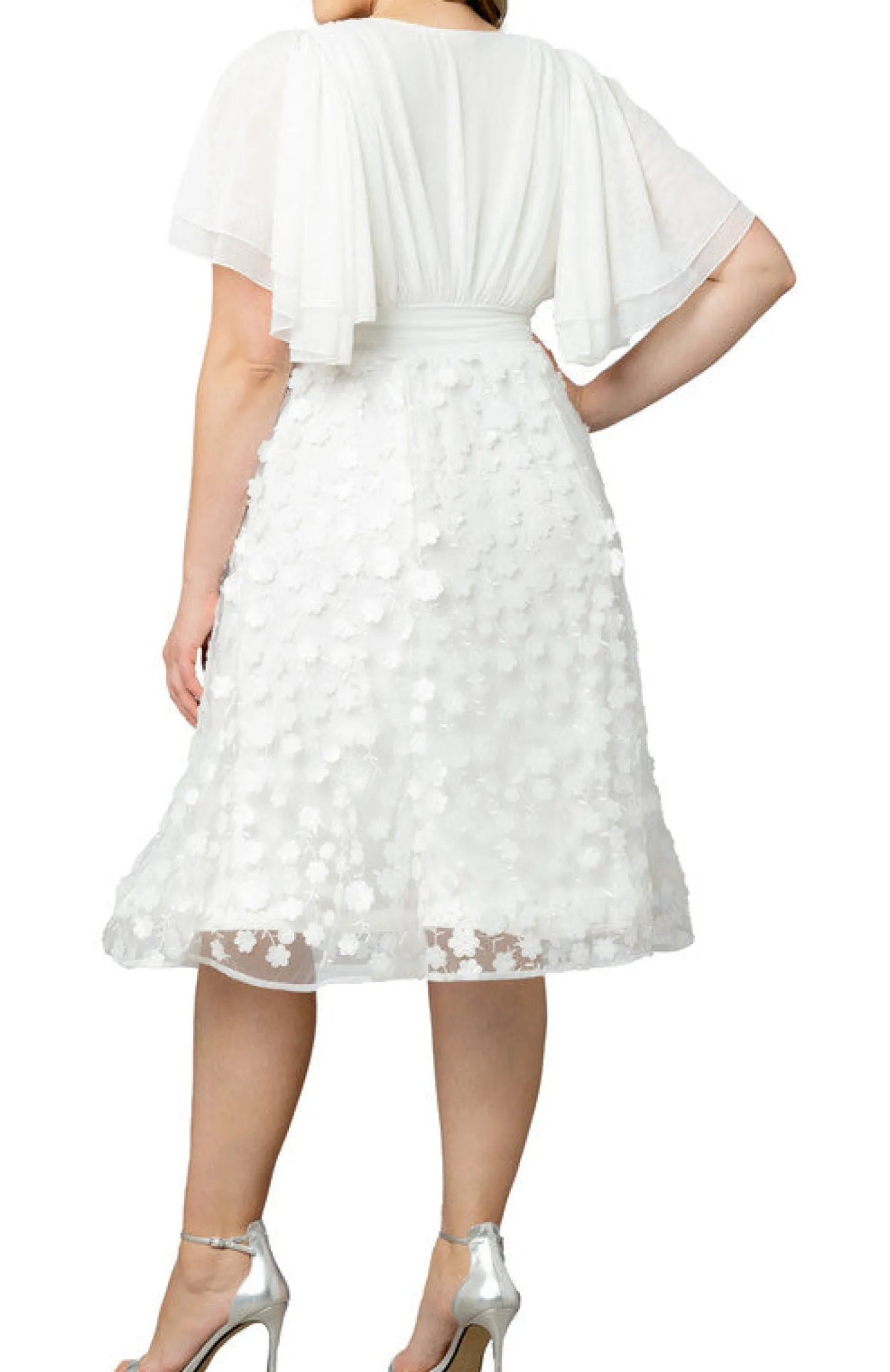 Pretty Petals Mesh Cocktail Dress - Plus